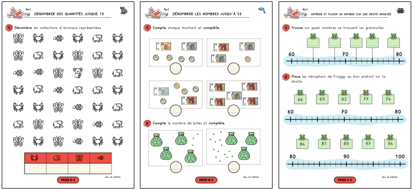 CP/CE1 – Exercices de numération – Bac de classe